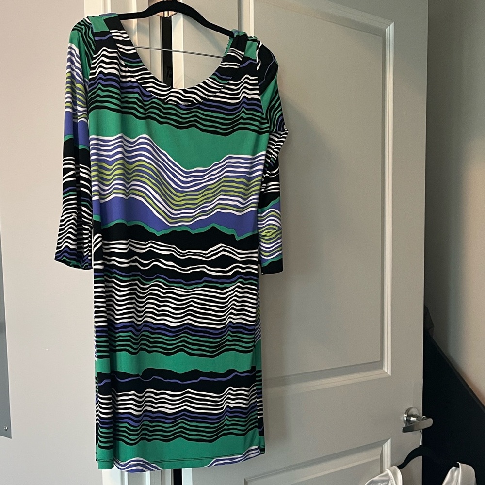 Tori Richard Multicolor Wave Pattern Dress